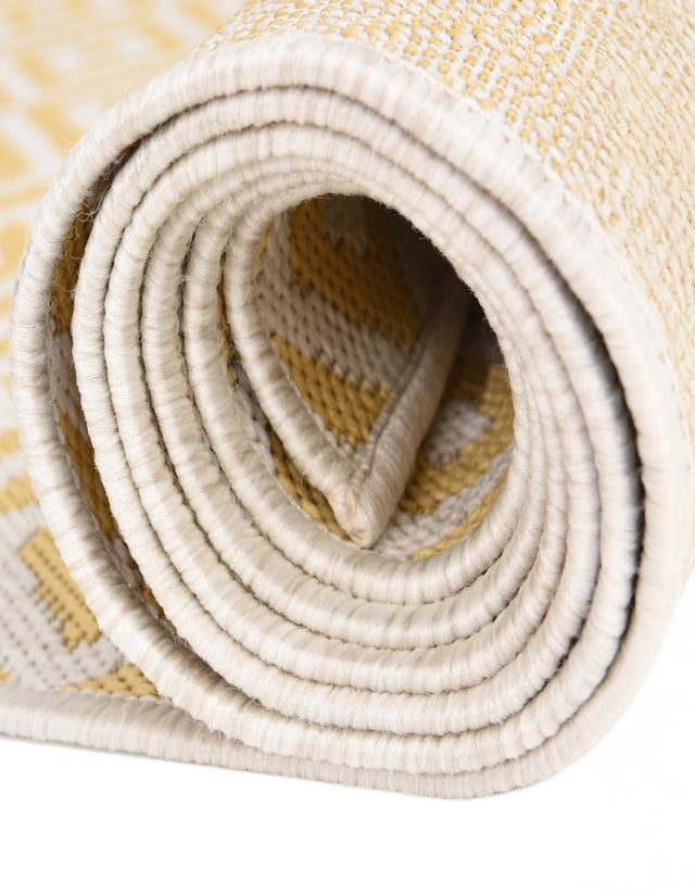 Yellow Ivory 7' 10 x 10' Jill Zarin Outdoor Oval Area Rug Weather Resistant for Patio, Deck, Terrace, Balcony, Porch Durable 100% Polypropylene Carpet for Outside for Sale at Rug Engine