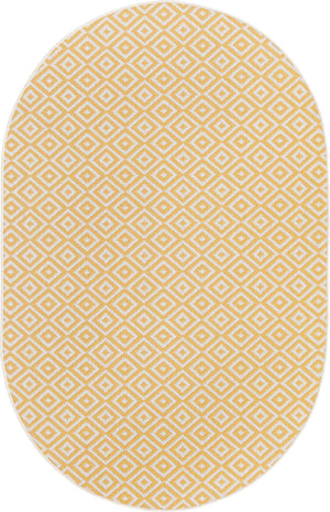 Yellow Ivory 5' 3 x 8' Jill Zarin Outdoor Oval Area Rug Weather Resistant for Patio, Deck, Terrace, Balcony, Porch Durable 100% Polypropylene Carpet for Outside for Sale at Rug Engine
