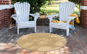 Yellow Ivory 4' 1 x 4' 1 Jill Zarin Outdoor Round Area Rug Weather Resistant for Patio, Deck, Terrace, Balcony, Porch Durable 100% Polypropylene Carpet for Outside for Sale at Rug Engine
