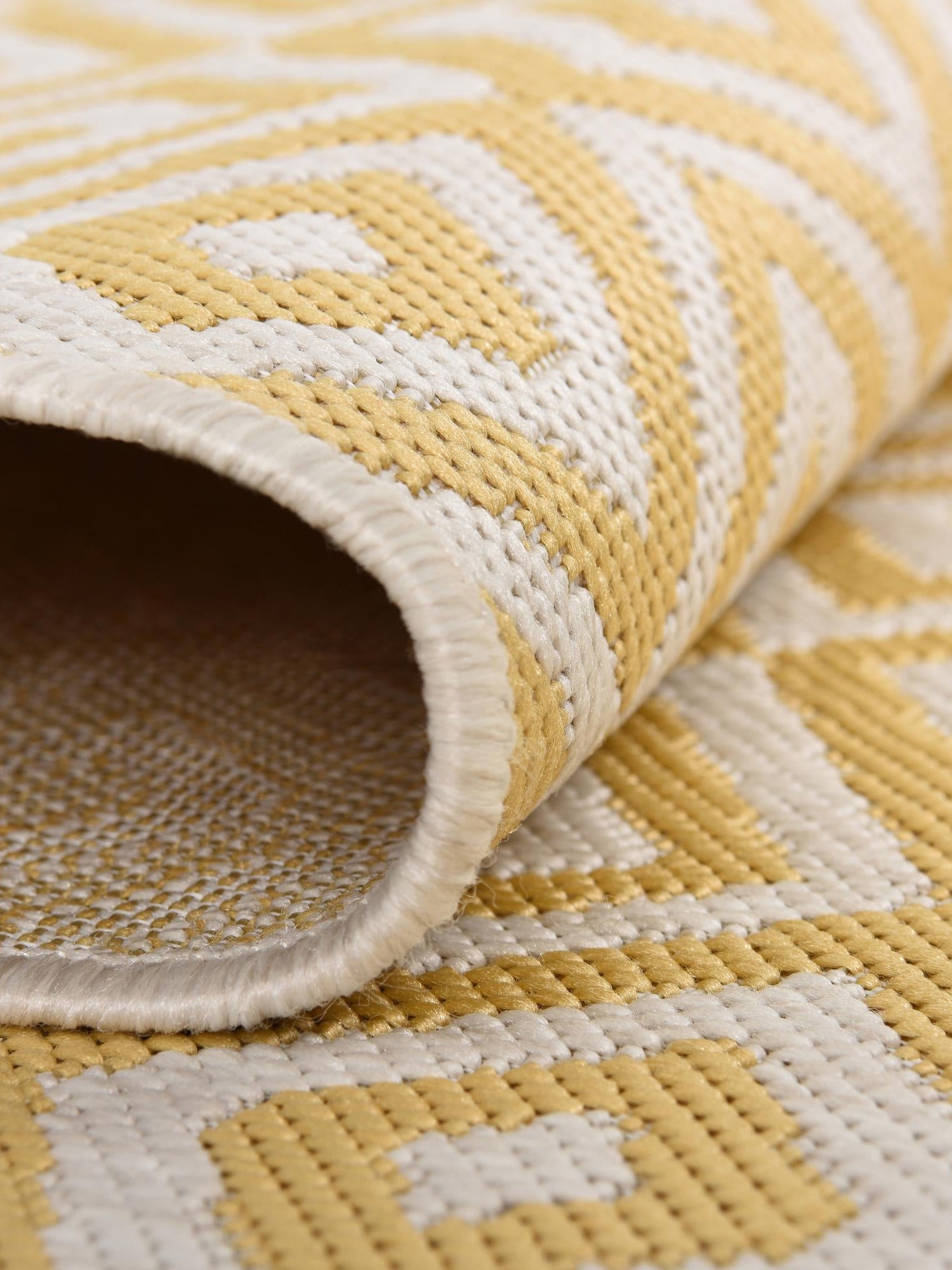Yellow Ivory 6' 7 x 6' 7 Jill Zarin Outdoor Round Area Rug Weather Resistant for Patio, Deck, Terrace, Balcony, Porch Durable 100% Polypropylene Carpet for Outside for Sale at Rug Engine