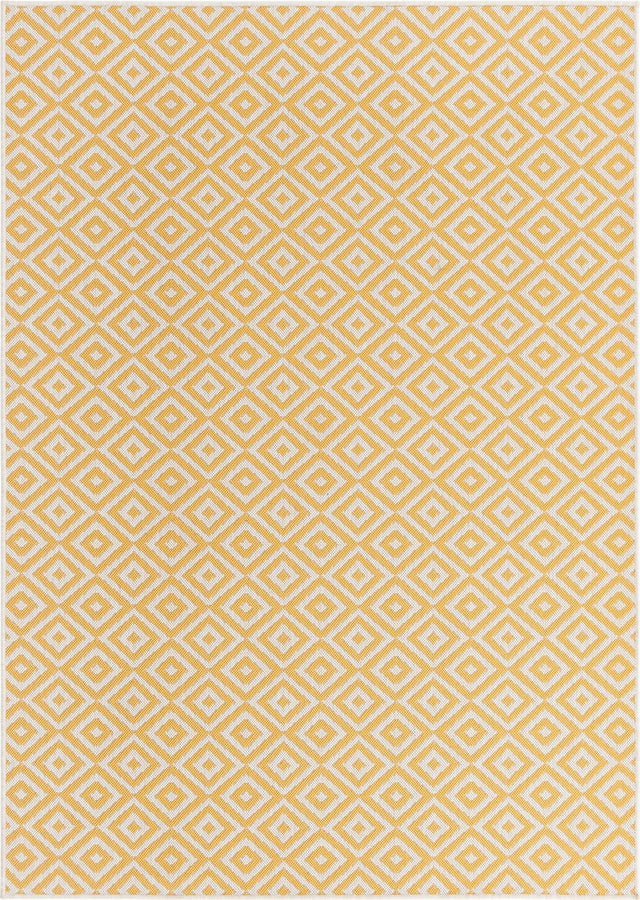 Yellow Ivory 1' 4 x 1' 4 Jill Zarin Outdoor Sample Area Rug Weather Resistant for Patio, Deck, Terrace, Balcony, Porch Durable 100% Polypropylene Carpet for Outside for Sale at Rug Engine