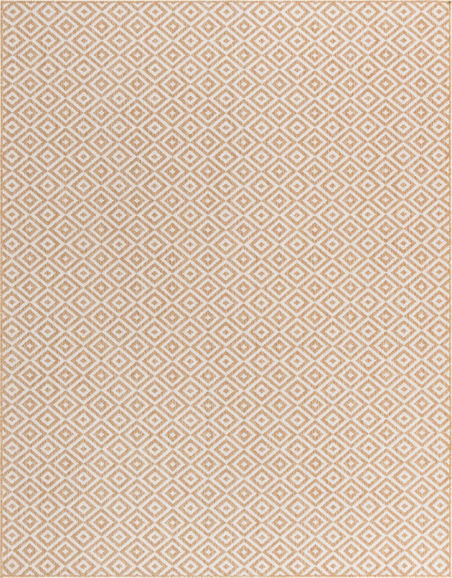 Beige 7' 10 x 10' Jill Zarin Outdoor Rectangle Area Rug Weather Resistant for Patio, Deck, Terrace, Balcony, Porch Durable 100% Polypropylene Carpet for Outside for Sale at Rug Engine