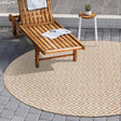 Beige 6' 7 x 6' 7 Jill Zarin Outdoor Round Area Rug Weather Resistant for Patio, Deck, Terrace, Balcony, Porch Durable 100% Polypropylene Carpet for Outside for Sale at Rug Engine