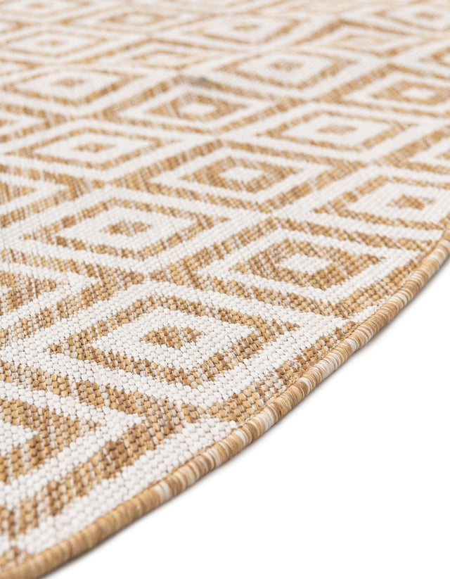 Beige 6' 7 x 6' 7 Jill Zarin Outdoor Round Area Rug Weather Resistant for Patio, Deck, Terrace, Balcony, Porch Durable 100% Polypropylene Carpet for Outside for Sale at Rug Engine