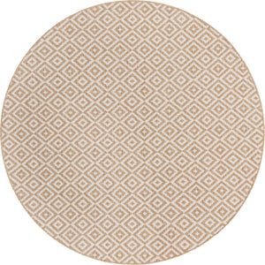 Beige 6' 7 x 6' 7 Jill Zarin Outdoor Round Area Rug Weather Resistant for Patio, Deck, Terrace, Balcony, Porch Durable 100% Polypropylene Carpet for Outside for Sale at Rug Engine