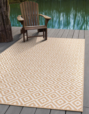 Beige 1' 4 x 1' 4 Jill Zarin Outdoor Sample Area Rug Weather Resistant for Patio, Deck, Terrace, Balcony, Porch Durable 100% Polypropylene Carpet for Outside for Sale at Rug Engine