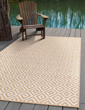 Beige 3' 1 x 5' 3 Jill Zarin Outdoor Rectangle Area Rug Weather Resistant for Patio, Deck, Terrace, Balcony, Porch Durable 100% Polypropylene Carpet for Outside for Sale at Rug Engine
