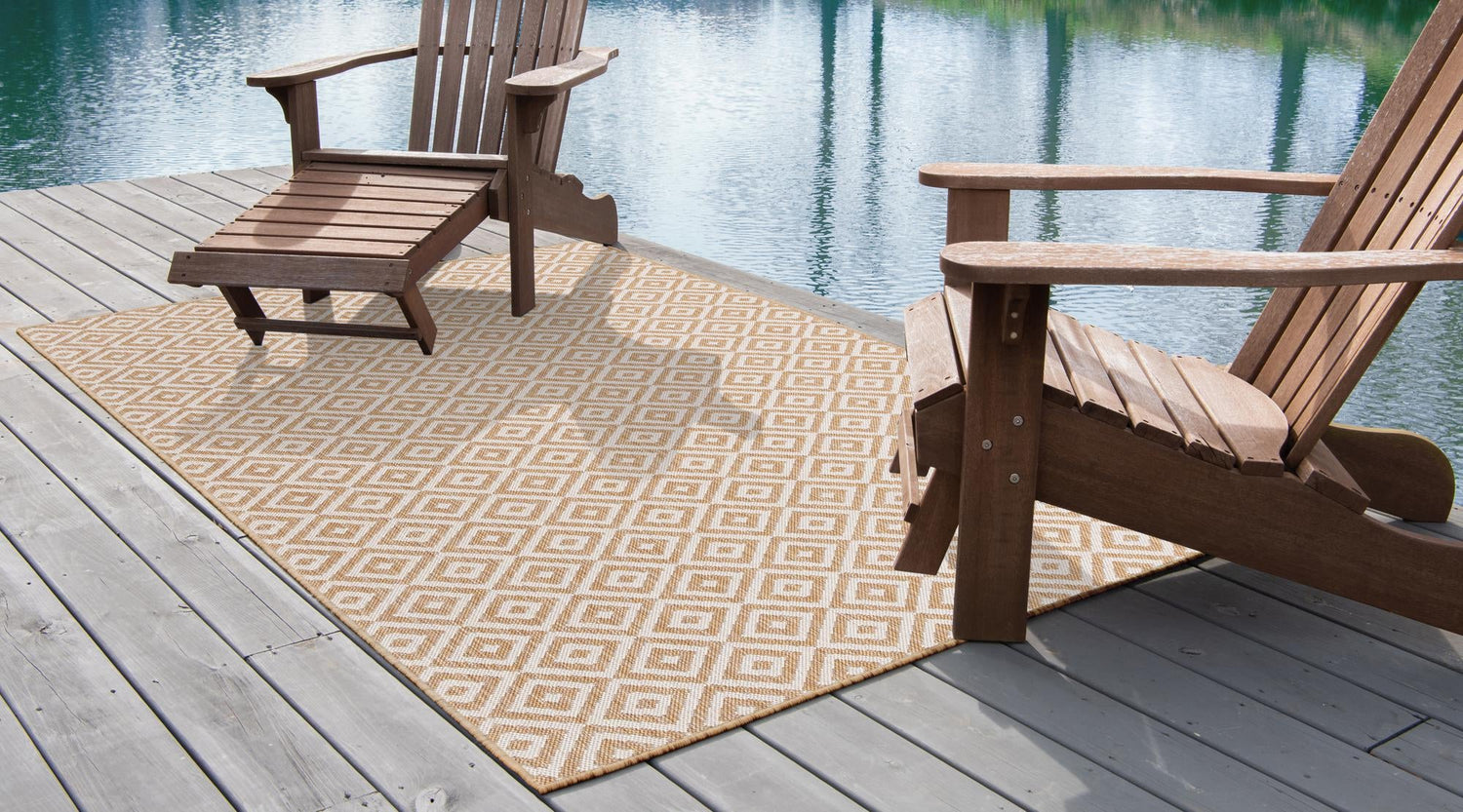 Beige 4' 1 x 6' 1 Jill Zarin Outdoor Rectangle Area Rug Weather Resistant for Patio, Deck, Terrace, Balcony, Porch Durable 100% Polypropylene Carpet for Outside for Sale at Rug Engine