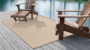 Beige 3' 1 x 5' 3 Jill Zarin Outdoor Rectangle Area Rug Weather Resistant for Patio, Deck, Terrace, Balcony, Porch Durable 100% Polypropylene Carpet for Outside for Sale at Rug Engine
