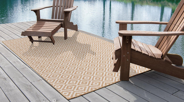 Beige 3' 1 x 5' 3 Jill Zarin Outdoor Rectangle Area Rug Weather Resistant for Patio, Deck, Terrace, Balcony, Porch Durable 100% Polypropylene Carpet for Outside for Sale at Rug Engine