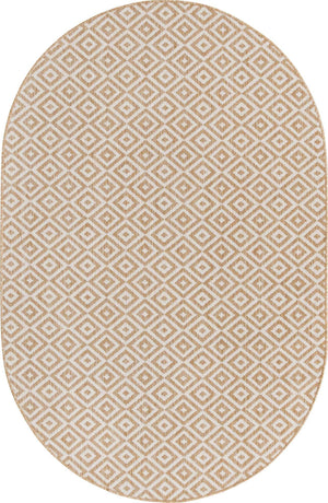 Beige 5' 3 x 8' Jill Zarin Outdoor Oval Area Rug Weather Resistant for Patio, Deck, Terrace, Balcony, Porch Durable 100% Polypropylene Carpet for Outside for Sale at Rug Engine