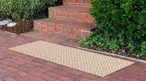 Beige 2' x 8' Jill Zarin Outdoor Runner Area Rug Weather Resistant for Patio, Deck, Terrace, Balcony, Porch Durable 100% Polypropylene Carpet for Outside for Sale at Rug Engine