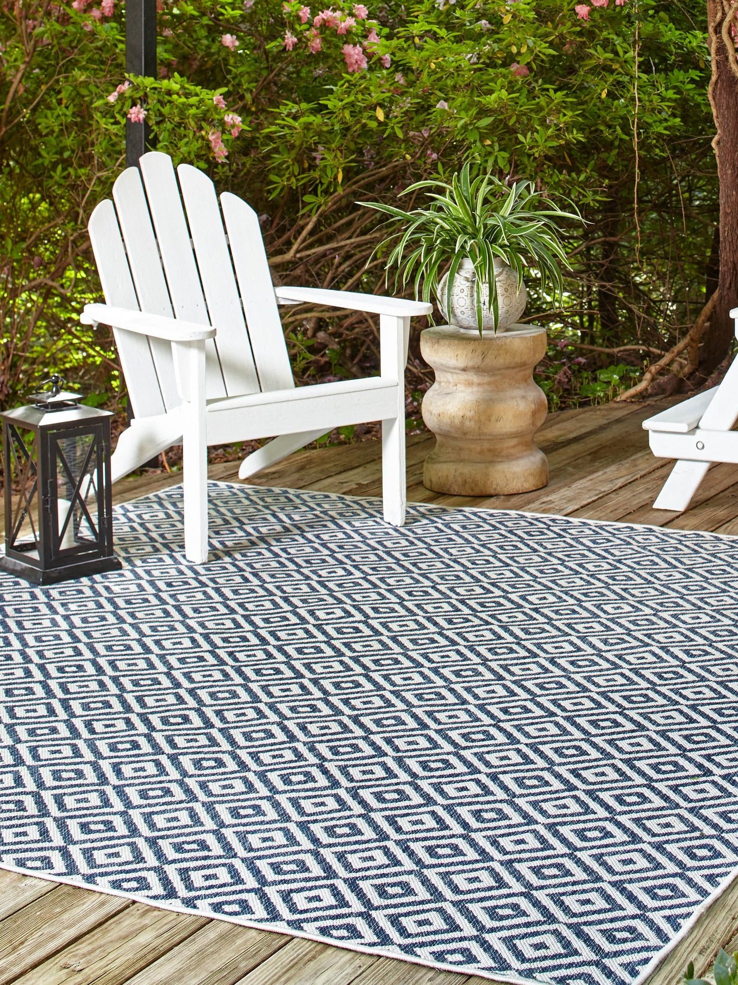 Blue 10' 8 x 10' 8 Jill Zarin Outdoor Square Area Rug Weather Resistant for Patio, Deck, Terrace, Balcony, Porch Durable 100% Polypropylene Carpet for Outside for Sale at Rug Engine