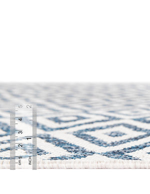 Blue 7' 10 x 7' 10 Jill Zarin Outdoor Square Area Rug Weather Resistant for Patio, Deck, Terrace, Balcony, Porch Durable 100% Polypropylene Carpet for Outside for Sale at Rug Engine