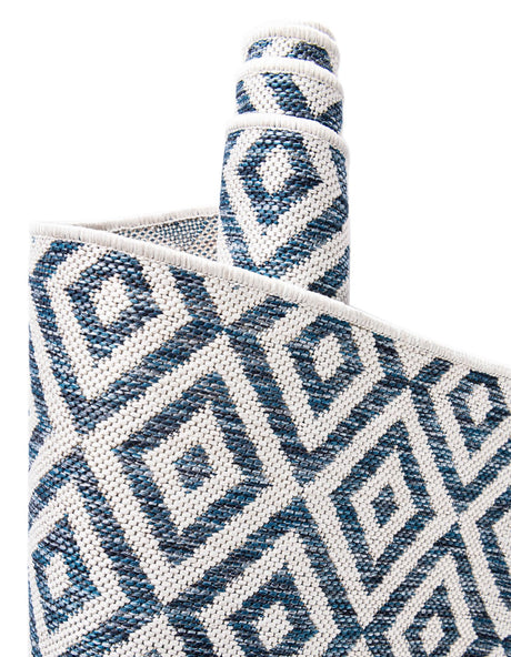 Blue 10' 8 x 10' 8 Jill Zarin Outdoor Square Area Rug Weather Resistant for Patio, Deck, Terrace, Balcony, Porch Durable 100% Polypropylene Carpet for Outside for Sale at Rug Engine
