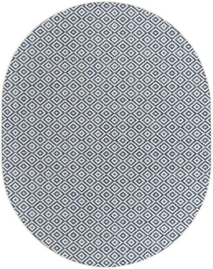 Blue 7' 10 x 10' Jill Zarin Outdoor Oval Area Rug Weather Resistant for Patio, Deck, Terrace, Balcony, Porch Durable 100% Polypropylene Carpet for Outside for Sale at Rug Engine