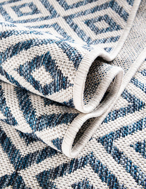 Blue 7' 1 x 10' Jill Zarin Outdoor Rectangle Area Rug Weather Resistant for Patio, Deck, Terrace, Balcony, Porch Durable 100% Polypropylene Carpet for Outside for Sale at Rug Engine