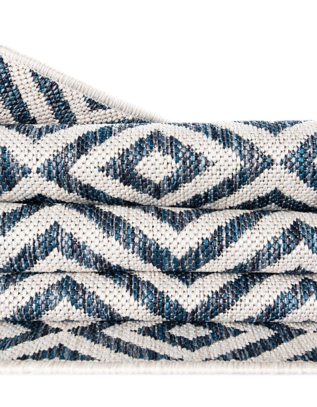Blue 7' 1 x 10' Jill Zarin Outdoor Rectangle Area Rug Weather Resistant for Patio, Deck, Terrace, Balcony, Porch Durable 100% Polypropylene Carpet for Outside for Sale at Rug Engine