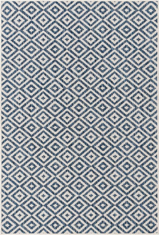 Blue 4' 1 x 6' 1 Jill Zarin Outdoor Rectangle Area Rug Weather Resistant for Patio, Deck, Terrace, Balcony, Porch Durable 100% Polypropylene Carpet for Outside for Sale at Rug Engine