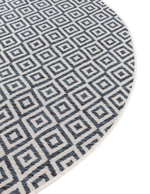 Blue 4' 1 x 4' 1 Jill Zarin Outdoor Round Area Rug Weather Resistant for Patio, Deck, Terrace, Balcony, Porch Durable 100% Polypropylene Carpet for Outside for Sale at Rug Engine