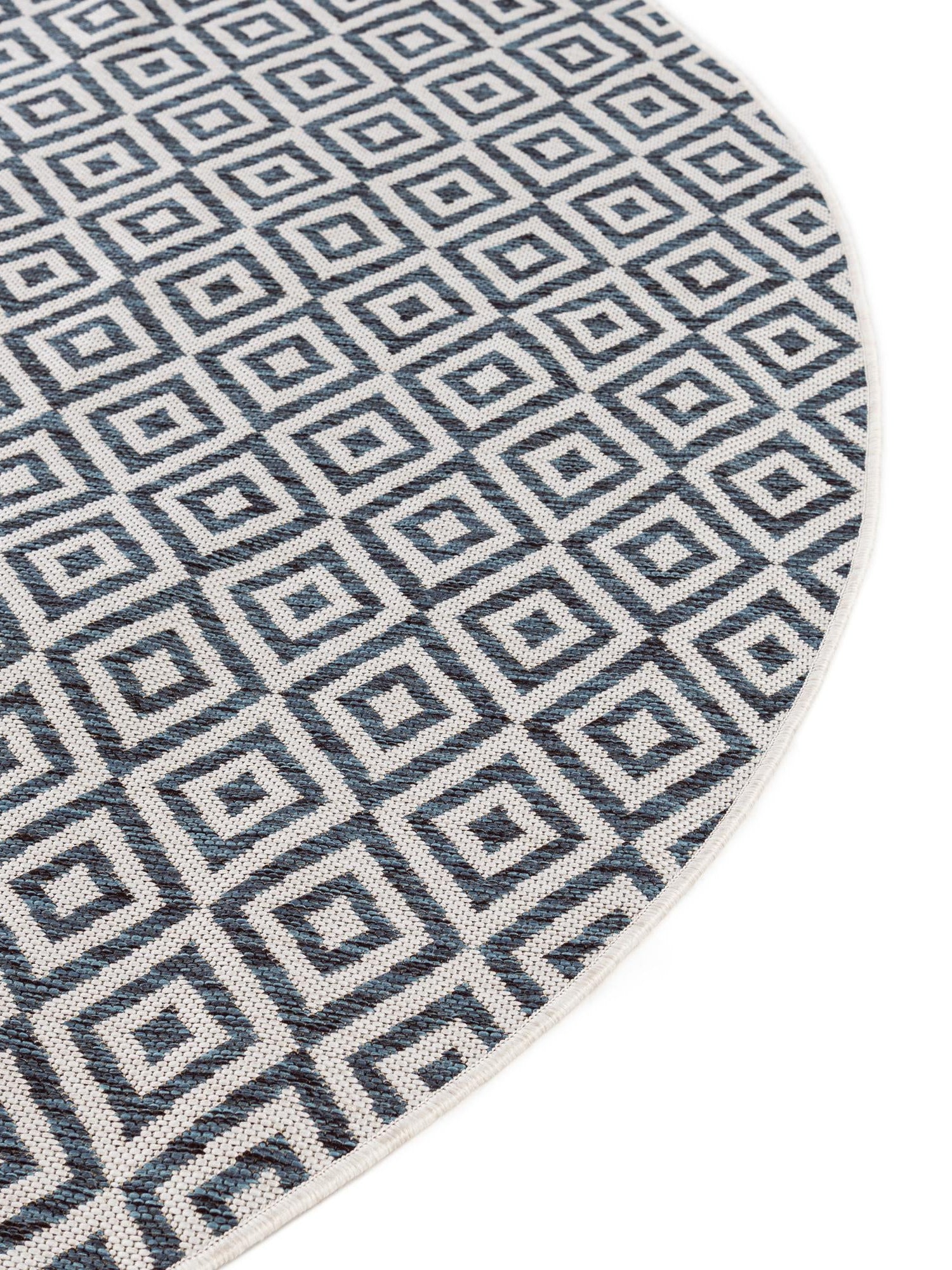 Blue 6' 7 x 6' 7 Jill Zarin Outdoor Round Area Rug Weather Resistant for Patio, Deck, Terrace, Balcony, Porch Durable 100% Polypropylene Carpet for Outside for Sale at Rug Engine