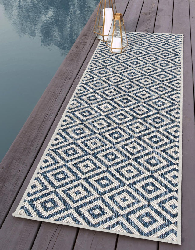 Blue 2' x 6' 1 Jill Zarin Outdoor Runner Area Rug Weather Resistant for Patio, Deck, Terrace, Balcony, Porch Durable 100% Polypropylene Carpet for Outside for Sale at Rug Engine