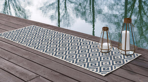 Blue 2' x 8' Jill Zarin Outdoor Runner Area Rug Weather Resistant for Patio, Deck, Terrace, Balcony, Porch Durable 100% Polypropylene Carpet for Outside for Sale at Rug Engine