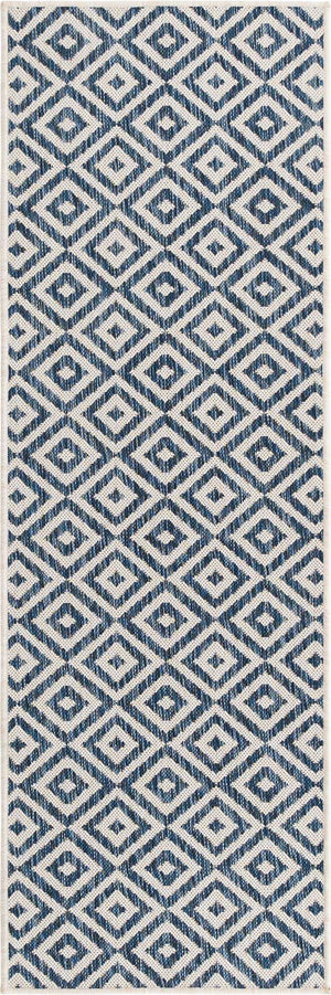 Blue 2' x 6' 1 Jill Zarin Outdoor Runner Area Rug Weather Resistant for Patio, Deck, Terrace, Balcony, Porch Durable 100% Polypropylene Carpet for Outside for Sale at Rug Engine