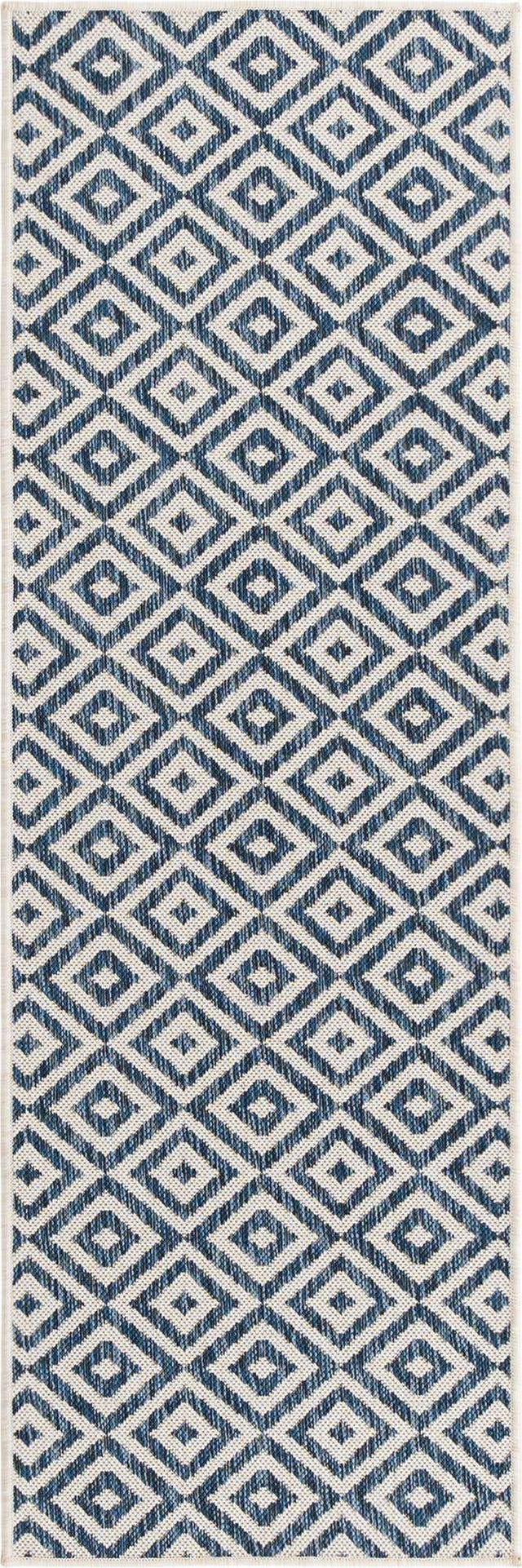 Blue 2' x 6' 1 Jill Zarin Outdoor Runner Area Rug Weather Resistant for Patio, Deck, Terrace, Balcony, Porch Durable 100% Polypropylene Carpet for Outside for Sale at Rug Engine