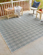 Teal 7' 10 x 7' 10 Jill Zarin Outdoor Square Area Rug Weather Resistant for Patio, Deck, Terrace, Balcony, Porch Durable 100% Polypropylene Carpet for Outside for Sale at Rug Engine