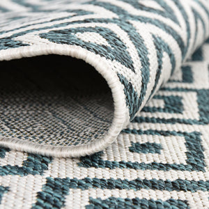 Teal 7' 10 x 7' 10 Jill Zarin Outdoor Square Area Rug Weather Resistant for Patio, Deck, Terrace, Balcony, Porch Durable 100% Polypropylene Carpet for Outside for Sale at Rug Engine