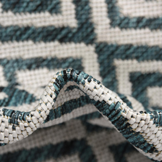 Teal 7' 10 x 7' 10 Jill Zarin Outdoor Square Area Rug Weather Resistant for Patio, Deck, Terrace, Balcony, Porch Durable 100% Polypropylene Carpet for Outside for Sale at Rug Engine