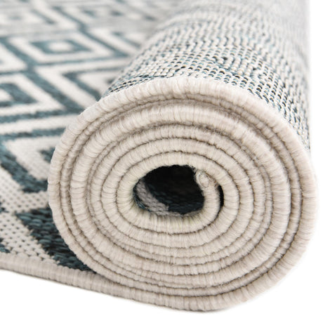 Teal 7' 10 x 7' 10 Jill Zarin Outdoor Square Area Rug Weather Resistant for Patio, Deck, Terrace, Balcony, Porch Durable 100% Polypropylene Carpet for Outside for Sale at Rug Engine