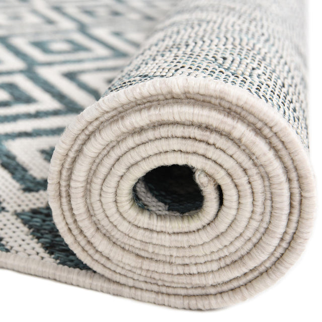 Teal 7' 10 x 7' 10 Jill Zarin Outdoor Square Area Rug Weather Resistant for Patio, Deck, Terrace, Balcony, Porch Durable 100% Polypropylene Carpet for Outside for Sale at Rug Engine