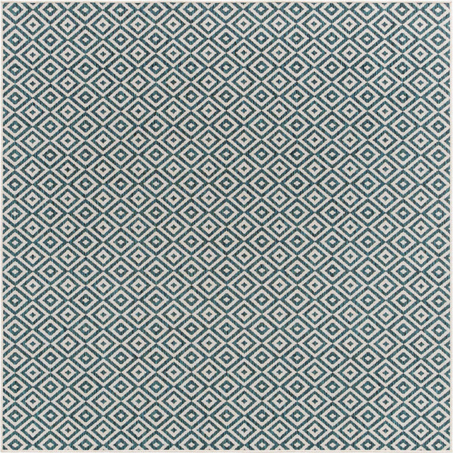 Teal 7' 10 x 7' 10 Jill Zarin Outdoor Square Area Rug Weather Resistant for Patio, Deck, Terrace, Balcony, Porch Durable 100% Polypropylene Carpet for Outside for Sale at Rug Engine