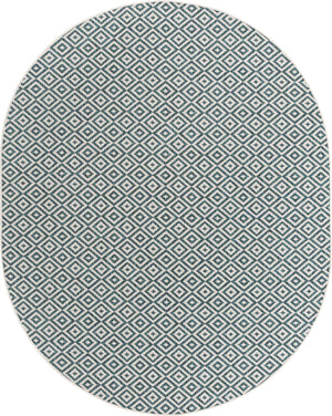 Teal 7' 10 x 10' Jill Zarin Outdoor Oval Area Rug Weather Resistant for Patio, Deck, Terrace, Balcony, Porch Durable 100% Polypropylene Carpet for Outside for Sale at Rug Engine