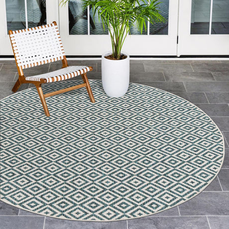 Teal 7' 1 x 7' 1 Jill Zarin Outdoor Round Rug
