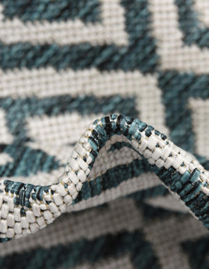 Teal 4' 1 x 4' 1 Jill Zarin Outdoor Round Area Rug Weather Resistant for Patio, Deck, Terrace, Balcony, Porch Durable 100% Polypropylene Carpet for Outside for Sale at Rug Engine
