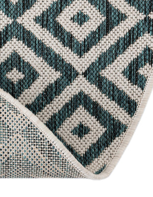 Teal 4' 1 x 4' 1 Jill Zarin Outdoor Round Area Rug Weather Resistant for Patio, Deck, Terrace, Balcony, Porch Durable 100% Polypropylene Carpet for Outside for Sale at Rug Engine