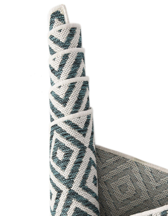 Teal 4' 1 x 4' 1 Jill Zarin Outdoor Round Area Rug Weather Resistant for Patio, Deck, Terrace, Balcony, Porch Durable 100% Polypropylene Carpet for Outside for Sale at Rug Engine