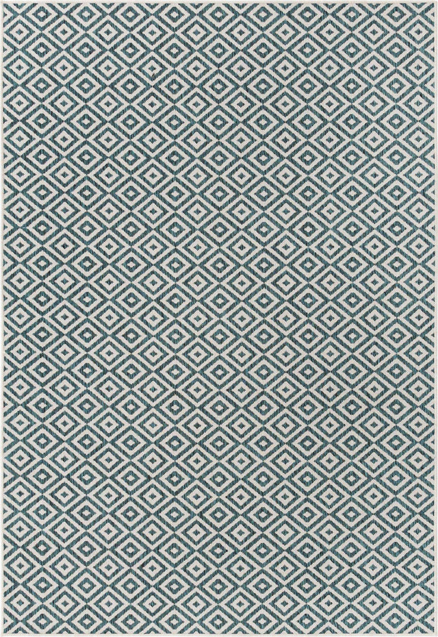 Teal 6' 1 x 9' Jill Zarin Outdoor Rectangle Area Rug Weather Resistant for Patio, Deck, Terrace, Balcony, Porch Durable 100% Polypropylene Carpet for Outside for Sale at Rug Engine