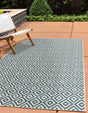 Teal 1' 4 x 1' 4 Jill Zarin Outdoor Sample Area Rug Weather Resistant for Patio, Deck, Terrace, Balcony, Porch Durable 100% Polypropylene Carpet for Outside for Sale at Rug Engine