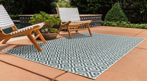 Teal 6' 1 x 9' Jill Zarin Outdoor Rectangle Area Rug Weather Resistant for Patio, Deck, Terrace, Balcony, Porch Durable 100% Polypropylene Carpet for Outside for Sale at Rug Engine