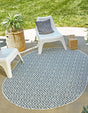 Teal 5' 3 x 8' Jill Zarin Outdoor Oval Area Rug Weather Resistant for Patio, Deck, Terrace, Balcony, Porch Durable 100% Polypropylene Carpet for Outside for Sale at Rug Engine