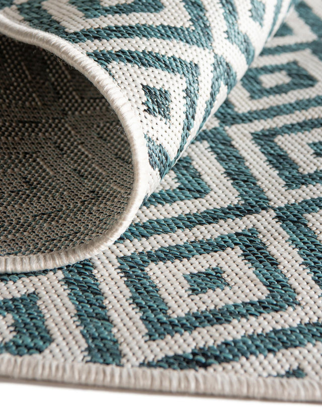 Teal 5' 3 x 8' Jill Zarin Outdoor Oval Area Rug Weather Resistant for Patio, Deck, Terrace, Balcony, Porch Durable 100% Polypropylene Carpet for Outside for Sale at Rug Engine