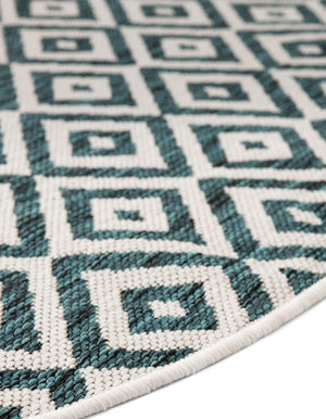 Teal 5' 3 x 8' Jill Zarin Outdoor Oval Area Rug Weather Resistant for Patio, Deck, Terrace, Balcony, Porch Durable 100% Polypropylene Carpet for Outside for Sale at Rug Engine