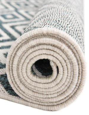 Teal 7' 10 x 10' Jill Zarin Outdoor Oval Area Rug Weather Resistant for Patio, Deck, Terrace, Balcony, Porch Durable 100% Polypropylene Carpet for Outside for Sale at Rug Engine