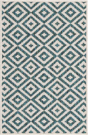 Teal 2' x 3' 1 Jill Zarin Outdoor Rectangle Area Rug Weather Resistant for Patio, Deck, Terrace, Balcony, Porch Durable 100% Polypropylene Carpet for Outside for Sale at Rug Engine