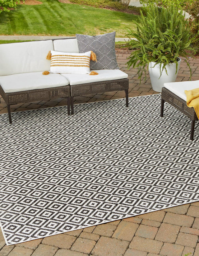 Charcoal Gray 7' 10 x 7' 10 Jill Zarin Outdoor Square Area Rug Weather Resistant for Patio, Deck, Terrace, Balcony, Porch Durable 100% Polypropylene Carpet for Outside for Sale at Rug Engine