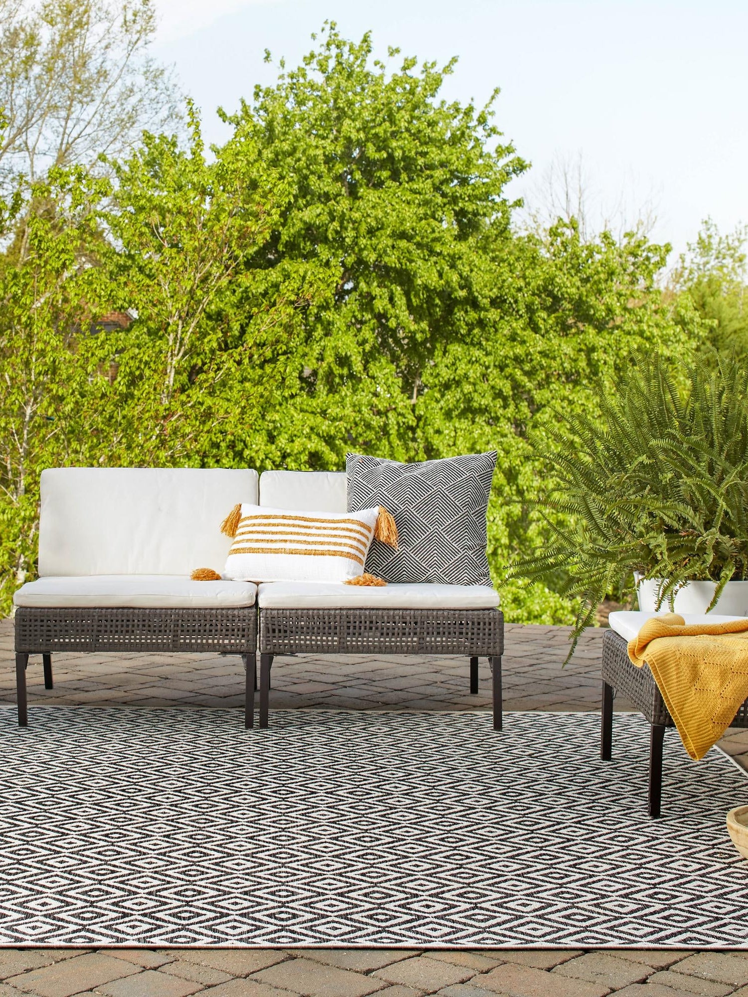 Charcoal Gray 10' x 10' Jill Zarin Outdoor Square Area Rug Weather Resistant for Patio, Deck, Terrace, Balcony, Porch Durable 100% Polypropylene Carpet for Outside for Sale at Rug Engine